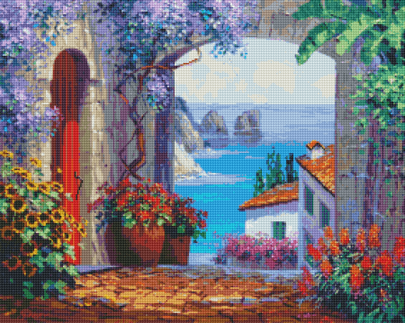 Set goblen cu diamante patrate @Oraloa, fara sasiu, Culori din Capri, 80x66 cm [1]