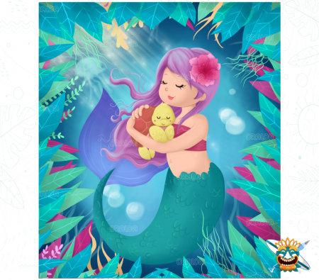 Set goblen cu diamante patrate @Oraloa, fara sasiu, Sirena si testoasa, 82x66 cm [0]