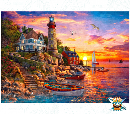 Set goblen cu diamante rotunde @Oraloa, fara sasiu, Far, 92x67 cm [0]