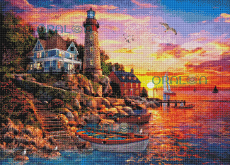 Set goblen cu diamante rotunde @Oraloa, fara sasiu, Far, 92x67 cm [1]