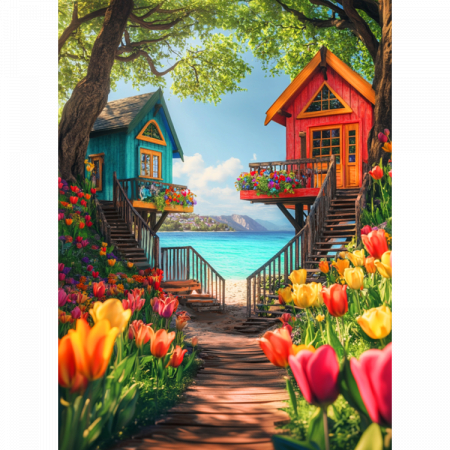 Goblenuri cu diamante cu sasiu - Set goblen cu diamante, cu sasiu, Cartierul perfect, 30x40 cm