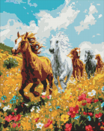 Goblenuri cu diamante cu sasiu - Set goblen cu diamantre, cu sasiu, Armonie pe camp, 40x50 cm