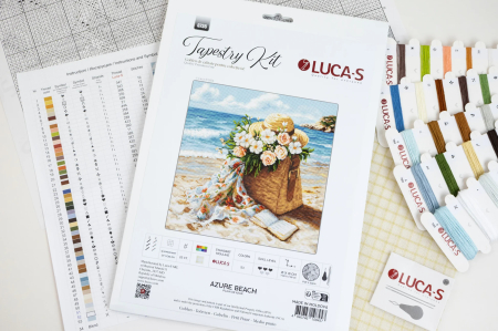 Set goblen de cust, cu diagrama, Plaja de azur, 18x18 cm [2]