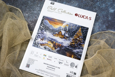 Set goblen de cusut, cu diagrama, Seara de iarna in munti, 32x22 cm [1]