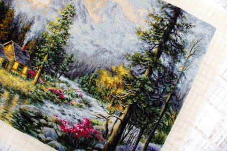 Set goblen de cusut, cu diagrama, Cabana, 37,5 x 29 cm [3]