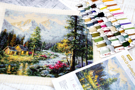 Set goblen de cusut, cu diagrama, Cabana, 37,5 x 29 cm [2]