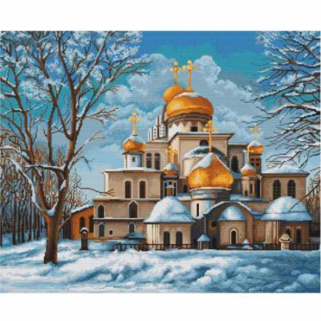 Ac & Ata - Set goblen de cusut, cu diagrama, Biserica, 32x26 cm