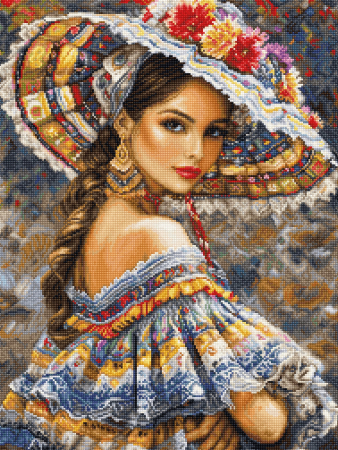 Goblen clasic - Set goblen de cusut, cu diagrama, Festivalul mexican, 19x25cm