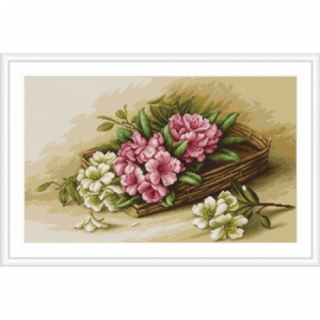 Goblen clasic - Set goblen de cusut, cu diagrama, Cos cu azalee, 29,5x19cm