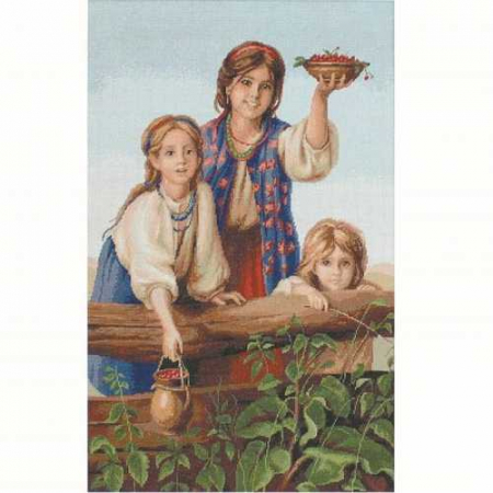 Goblen clasic - Set goblen de cusut, cu diagrama, Cumparati fructe de padure, 24x38cm