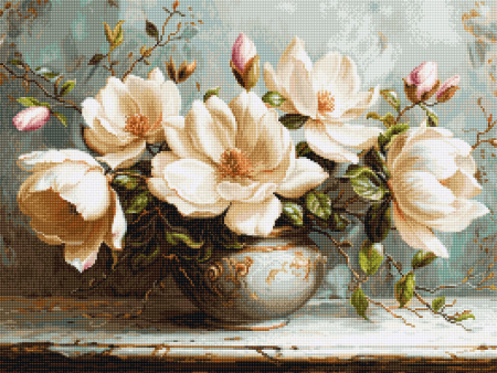 Goblen clasic - Set goblen de cusut, cu diagrama, Magnolii misterioase, 26,5x20 cm