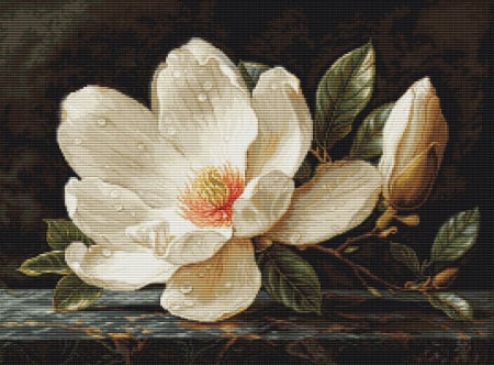 Set goblen de cusut, cu diagrama, Roua magnoliillor, 27 x 20 cm