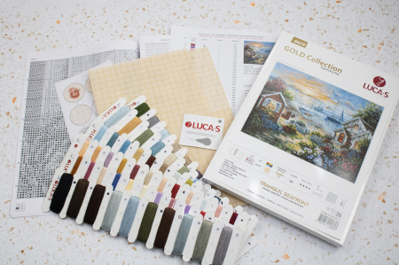 Set goblen de cusut, cu diagrama, Faleza linistita, 31x24 cm [1]