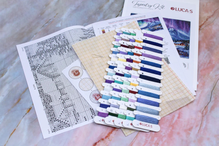 Set goblen de cusut, cu diagrama, Aurora Boreala, 20x15 cm [2]