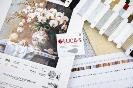 Set goblen de cusut, cu diagrama, Eleganta orhideei, 20 x 20 cm [3]