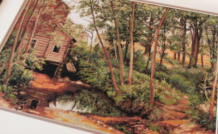 Set goblen de cusut, cu diagrama, Moara in padure, 34,5x24cm [1]