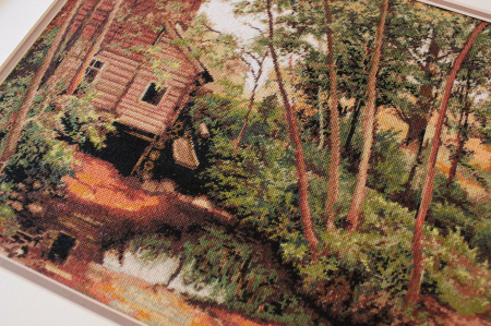 Set goblen de cusut, cu diagrama, Moara in padure, 34,5x24cm [3]