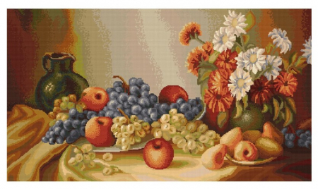 Goblen clasic - Set goblen de cusut, cu diagrama, Natura cu ulcior, 39x22cm