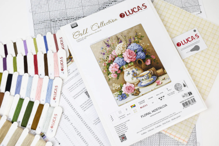 Set goblen de cusut, cu diagrama, Nostalgie florala, 20x23 cm [3]