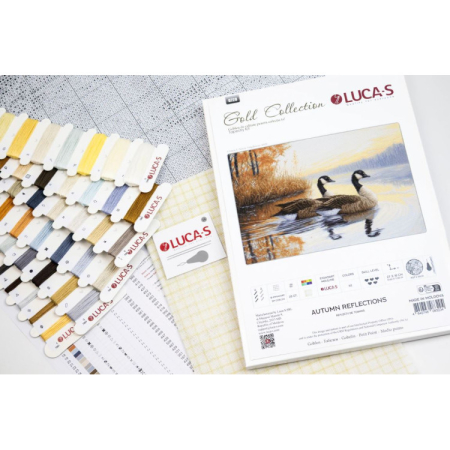 Set goblen de cusut, cu diagrama, Reflectii de toamna, 27 x 18 cm [3]