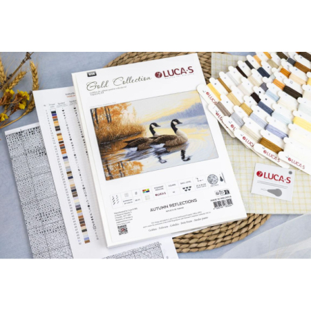 Set goblen de cusut, cu diagrama, Reflectii de toamna, 27 x 18 cm [2]