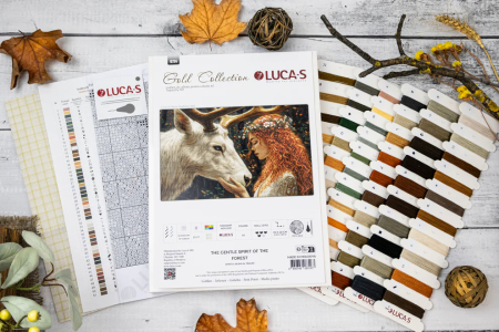 Set goblen de cusut, cu diagrama, Spiritul bland al padurii, 33 x 20 cm [2]