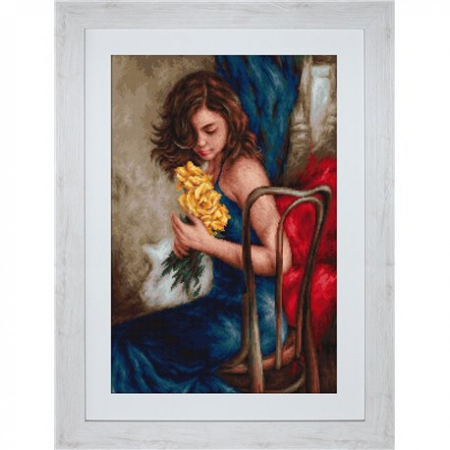 Set goblen de cusut, cu diagrama, Trandafiri galbeni, 20x31 cm [1]