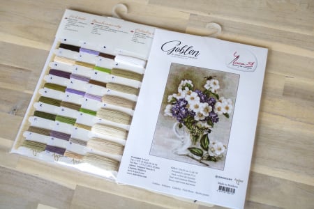 Set goblen de cusut, cu diagrama, Vaza cu flori de iasomie, 20x29 cm [2]