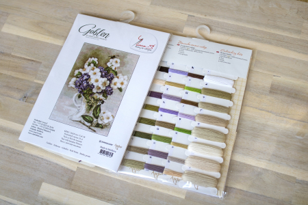 Set goblen de cusut, cu diagrama, Vaza cu flori de iasomie, 20x29 cm [1]