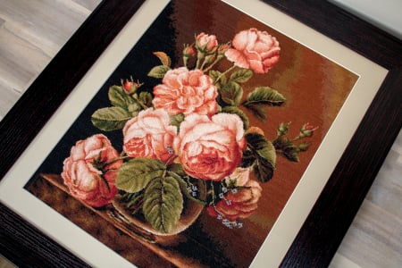 Set goblen de cusut, cu diagrama, Vaza cu trandafiri, 24x30 cm [3]