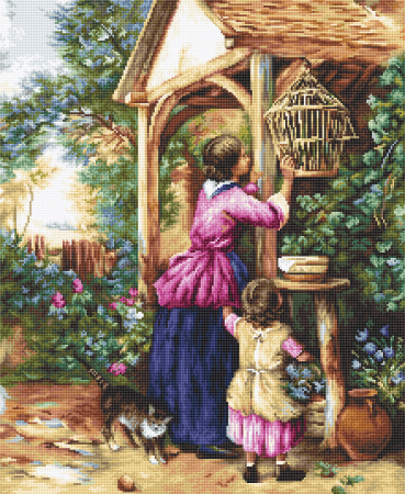 Ac & Ata - Set goblen, Pasare in colivie, 22x26.8 cm