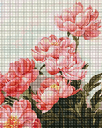Set goblen u diamante, cu sasiu, Bujori roz, 40x50 cm [0]
