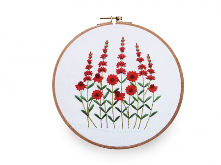 Broderii & Tesaturi - Set pentru brodat cu imprimeu, fara gherghef, Lujeri infloriti, 14,2 x 16,3 cm