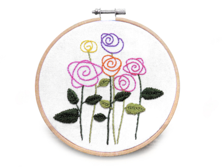 Set pentru brodat, fara gherghef, cu imprimeu, Flori, 15x22 cm