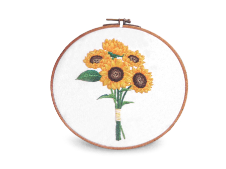 Broderii & Tesaturi - Set pentru brodat, fara gherghef, cu imprimeu, Floarea soarelui, 15x22 cm