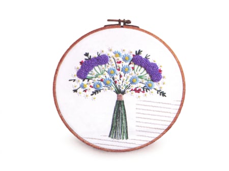 Broderii & Tesaturi - Set pentru brodat, fara gherghef, cu imprimeu, Buchet variat, 15x22 cm