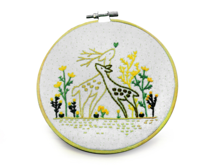 Set pentru brodat, fara gherghef, cu imprimeu, Iubire in padure, 15x22 cm
