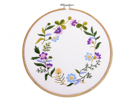 Set pentru brodat imprimat, cu gherghef, Coronita de flori, Ø20 cm [0]