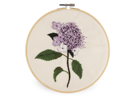 Broderii & Tesaturi - Set pentru brodat imprimat, cu gherghef, Hortensie , Ø20,5 cm