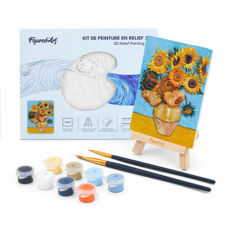 Mini set pictura 3D in relief, Floarea soarelui - van Gogh, 13,5x 10,5 cm [1]
