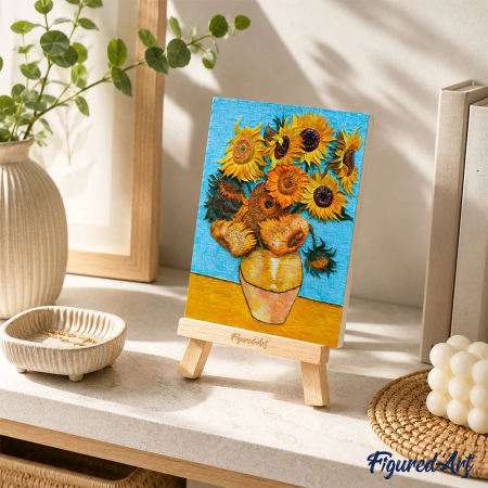Mini set pictura 3D in relief, Floarea soarelui - van Gogh, 13,5x 10,5 cm [2]