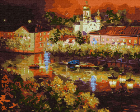 Set pictura pe numele, cu sasiu, Oras in noapte - Kateryna Lisova, 40x50 cm [0]