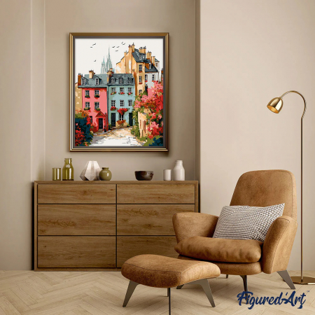 Set pictura pe numere, cu sasiu, Oras vechi colorat, 40x50 cm [2]