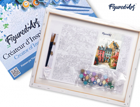 Set pictura pe numere, cu sasiu, Oras vechi colorat, 40x50 cm [3]