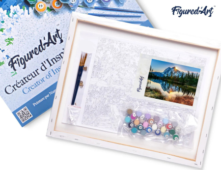 Set pictura pe numere, cu sasiu, Lacul si reflexia muntelui, 40x50 cm [5]