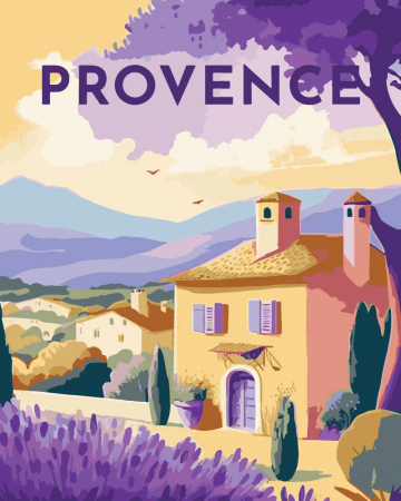 Dimensiune clasica 40x50cm - Set pictura pe numere, cu sasiu, Afis Provence, 40x50 cm
