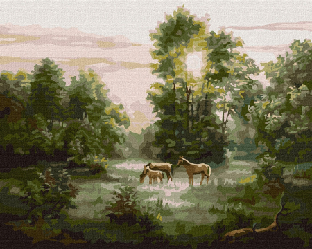 Set pictura pe numere, cu sasiu, Apus- Sergey Lobach, 40x50 cm [0]