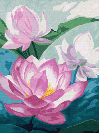 Dimensiuni medii si mici - Set pictura pe numere, cu sasiu, Culori pe lac, 30x40 cm