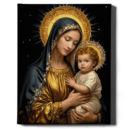 Set pictura pe numere, cu sasiu, Inima Mariei - culori aurii, 40x50 cm [1]