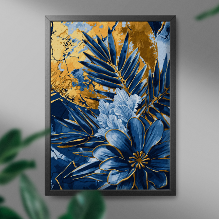 Set pictura pe numere, cu sasiu, Florile noptii - culori aurii, 40x50 cm [2]